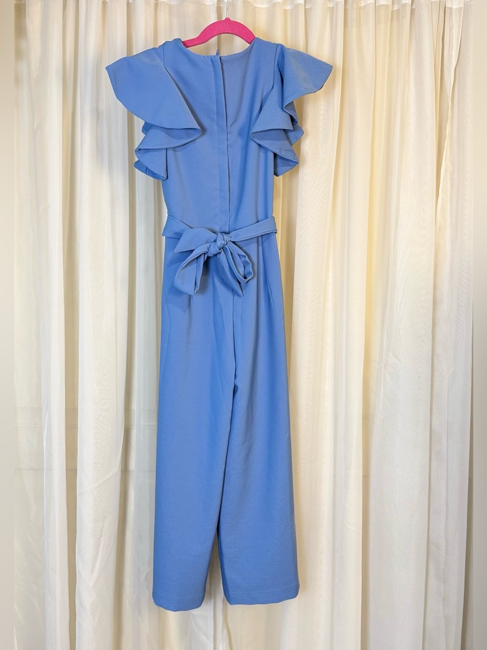 Gianni Bini GB girls blue ruffle jumpsuit dress pants bow pageant wedding sz 8 Y